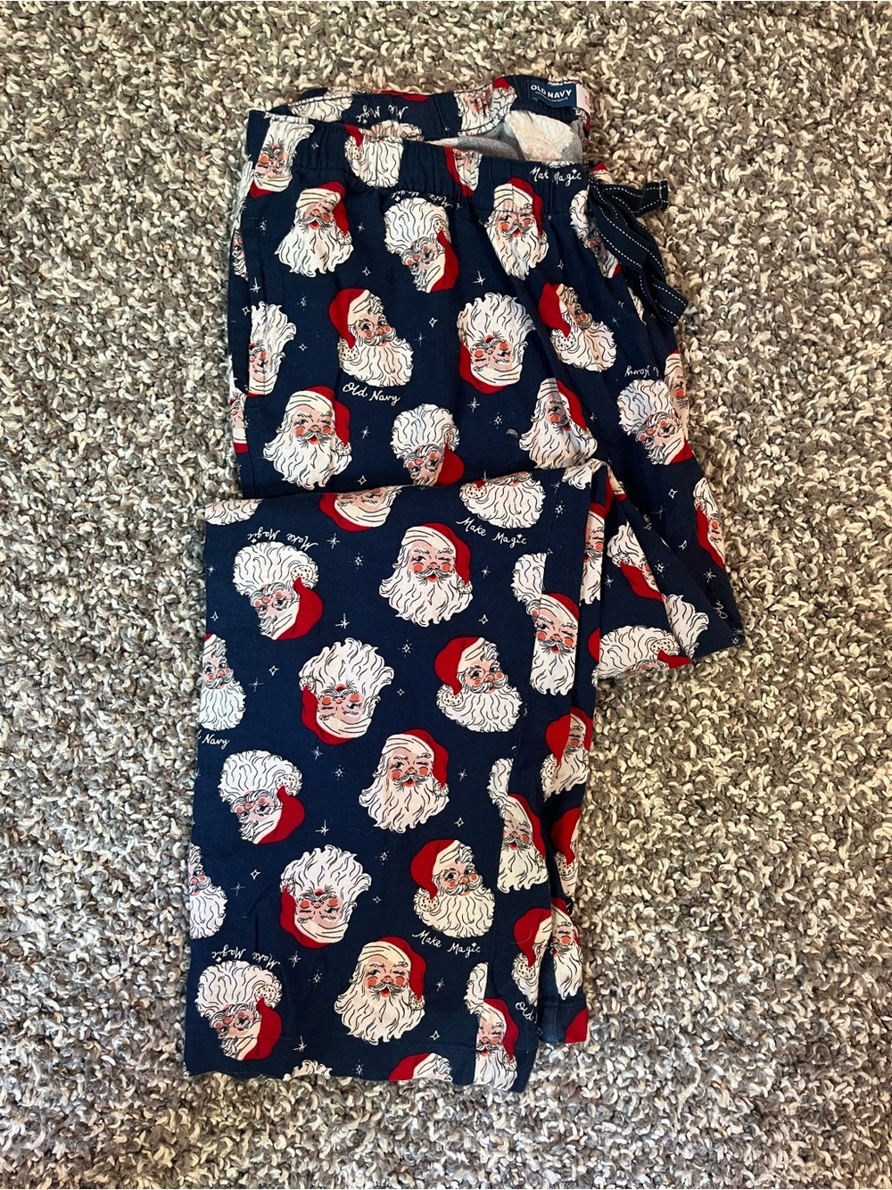 Old Navy Navy and Red Santa Face Women’s Pajama Pants
